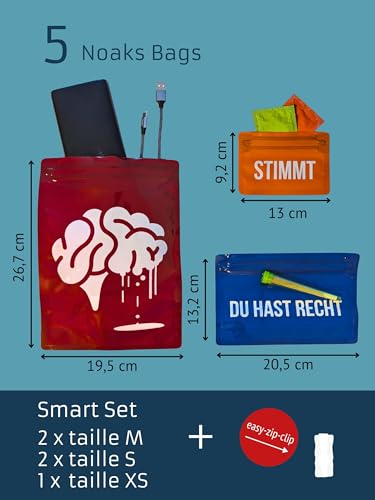 Noaks Bags Lot de 5 sacs à fermeture éclair étanches et anti-odeurs (IPX8) avec champ d'inscription, sac sec, accessoires Weed, porte-documents et organiseur de sac à dos – Édition spéciale Activist – vue 2
