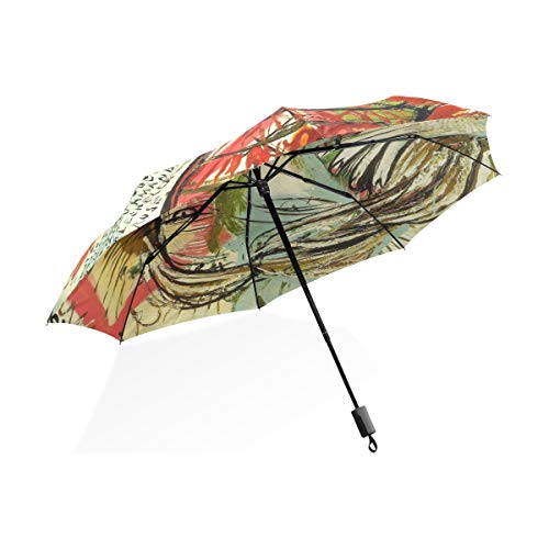 Huakz Van Gogh's Works Customized Umbrella Surface Design Woman Art 10.5"Long Portable Triple Folding Use Width 3.3-Foot Strong Windproof Bracket Abstract #TOP1