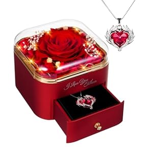 Rosa Eterna Natural Preservada Regalos Originales para Mujer, Mamá, Esposa,Rosa Eterna Regalos para Mujeres Rosa Eterna con Collar para el Día de San Valentín, Día de la Madre, Navidad, Aniversario