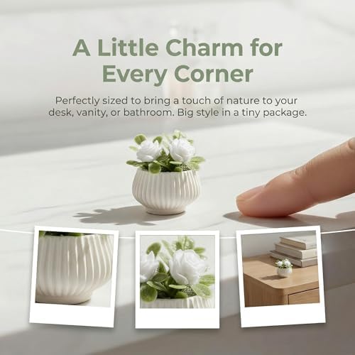 Mini Decorative Potted Flower Accents for Small Displays, Tabletop Scenes, Fairy Garden Layouts & Craft Arrangements - 2