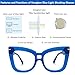 VOOGLAM Oversize Fashion Glasses for Women, Anti Blue Fashion Glasses Blue Commute Thick Frames 7543
