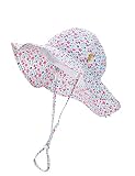 DASMINI Baby Girl Pink Daisy Sun Hat Wide Brim Adjustable UPF50+ Outdoor Beach Protection Cap for In