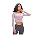 Women Yoga Crop Tops, Long Sleeve Workout Top with Built-in Shelf Bra Cropped Sweatshirts Stretch Athletic Shirts (Purple, 6)