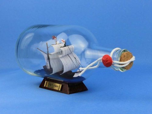 Hampton Nautical Mayflower Ship In A Bottle, 9" #TOP4