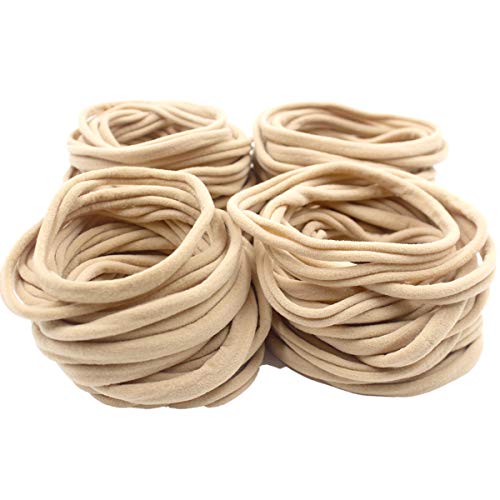 100Pcs Premium Quality Nylon Nude Headbands - Durable Hair Ties Holders for Heavy and Thick Hair - Super Soft and Stretchy for Newborns,Babies-Perfect for DIY/Craft/Hobby/Jumbo