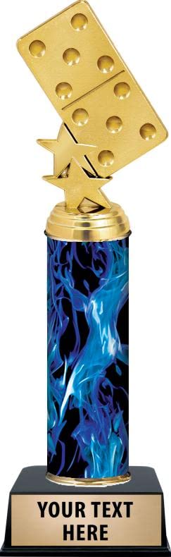 Trofeo personalizado de dominó de 11" azul