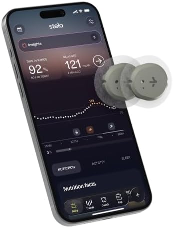 Stelo Glucose Biosensor & App - 2-Pack (Up to 15 Days Each). iOS & Android