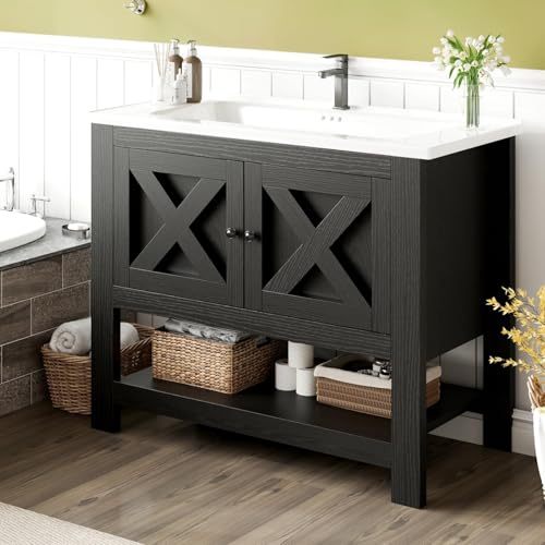 4ever2buy 36 Inch Bathroom Vanity with Sink, Farmhouse Bathroom Vanity