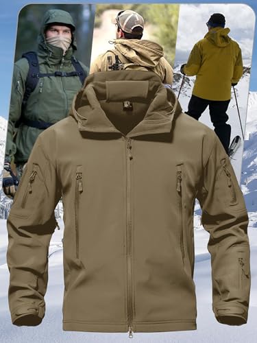 Image of TACVASEN Men's Special Ops Military Tactical Soft Shell Jacket Coat | Waterproof,windproof | Multi-pockets,adjustable hood | Ideal for rain,hiking,snow,ski