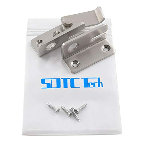 Sdtc Tech Safety Door Latch With Padlock Hole Stainless Steel Flip Gate Latch Lock For Sliding Door/Cabinet Furniture/Bedroom Etc, Brushed Finish(1 Pack L) #TOP2