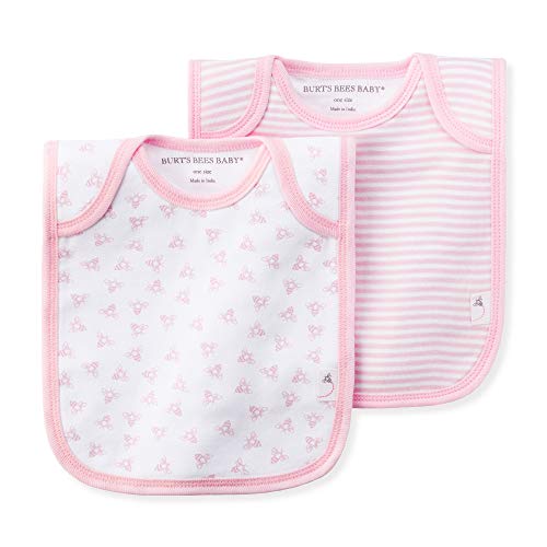 Burt's Bees Baby - Bibs, 2 Pack Lap-Shoulder Drool Cloths, 100% Organic Cotton with Absorbent Terry Towel Backing, Blossom, 2 Pack