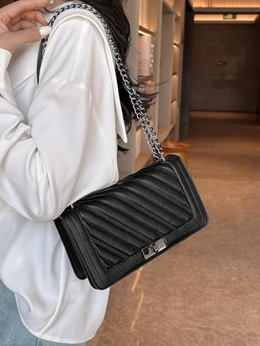 Floerns Women's Pu Leather Quilted Crossbody Bag Casual Flap Square Bag3