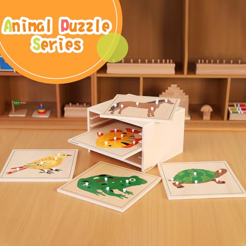 Image of MONTESSORI OUTLET Animal Puzzle Cabinet for 3-6 Years Montessori Education at School and Home