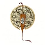 Ventilatore meccanico a specchio antico, in legno d'ulivo antico, con motivo rondine nascosto, ventaglio vintage con finiture in pizzo, decorazione classica europea retrò per foto da donna