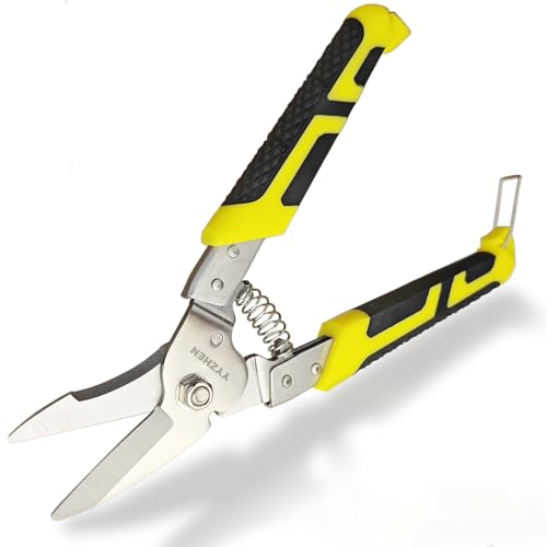Image of YYZHEN Heavy Duty Scissors 8.5 Inch, Straight Shears with Stainless Steel Blades and Comfort Grips, Metal Cutter for Cutting Branches, Cable Wires, Thin Iron