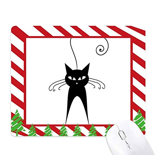 Tapis de souris chat noir et canne de Noël pour bureau chic