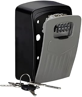 Relaxdays Safe, 4 Digit Combination Lock, Large Wall-mounted Lockbox For Keys, HWD 14.5 x 10.5 x 5 cm, Black/Grey, aluminum, Pack of 1