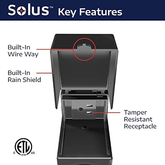Solus SCO-930BK Weather Resistant Convenience Electrical Outlet with Rain Shield, Energy Saving