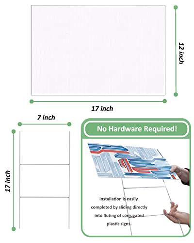 4 Pack Blank Yard Signs With Metal Stakes,17X12 Inches Corrugated Plastic Lawn Yard Signs For Garage,Yard Sale,Outdoor #TOP2