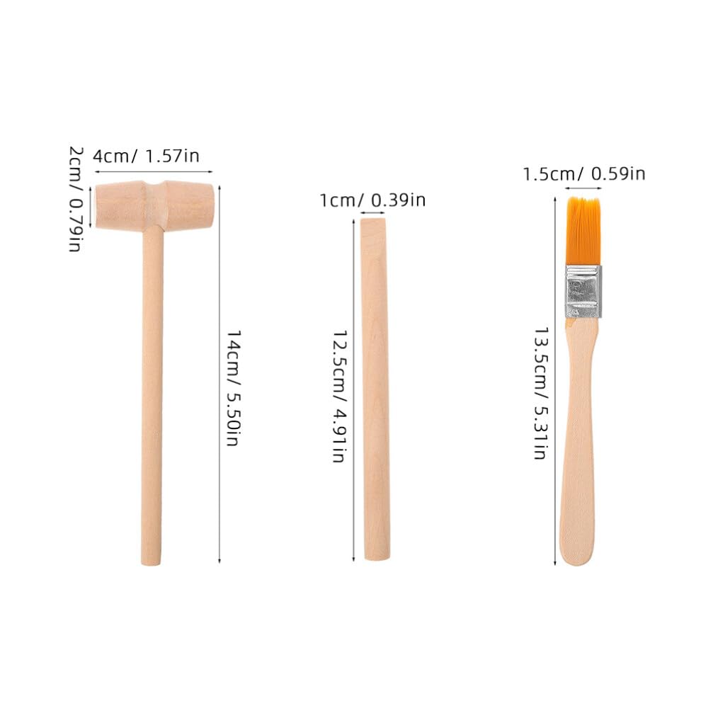 Vaguelly 1Set Boy Girl Excavation Tool Kit Wooden Digging Hammer Brush Educational Excavation Toys for Toddlers Gemstone Digging Kit for Learning Outdoor Fun - Image 3