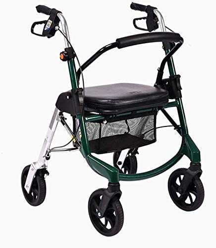 シート付き歩行器 歩行器 ローリングモビリティ 歩行補助具 ショックアブソーバーとキャリングポーチ コンパクトな折りたたみデザイン 身長5'2”〜6'5”の高齢者に適合 最大270ポンドまでサポート 快適性2倍 Full of stars