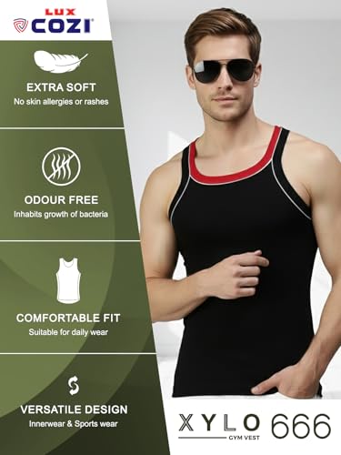 Image of Lux Cozi Men's Cotton Regular Fit Vest (Pack of 5) (Color & Prints May Vary)