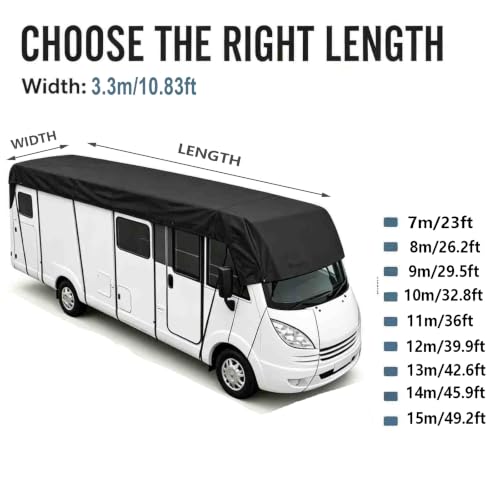 Wider 3.3m/10.83ft Class C Rv Cove 210D Oxford Cloth Camper Covers Wind, Rain and Snow Proof with 2 Windproof Straps Black-42.6 x 10.8 ft by Werpladua - Used condition - Image 3
