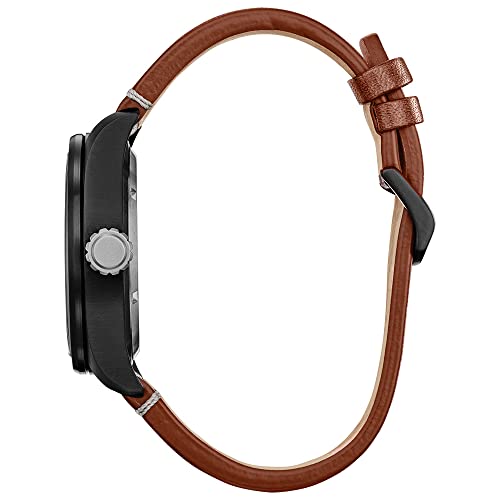 Image of Citizen Eco-Drive Men's Star Wars Chewbacca Black IP Stainless Steel on Brown Leather Strap, 3-Hand Date, Luminous, 43mm (Model: AW5008-06W)
