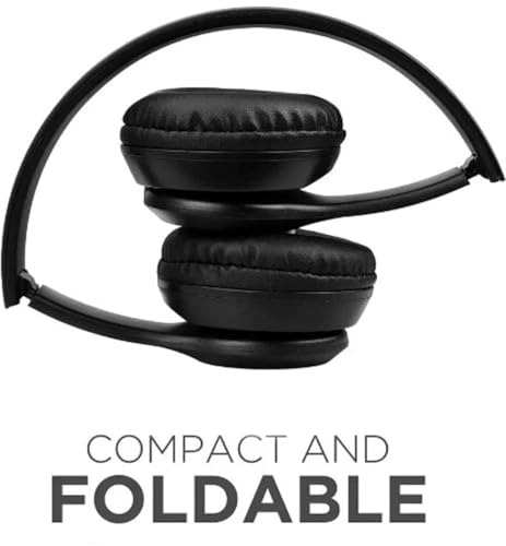 Image of Wireless Bluetooth Headphones with AUX Support | Comfortable Ear Pads | Over-Ear Foldable Headset with Mic | Compatible with Mobile, Laptop, Tablet | Black