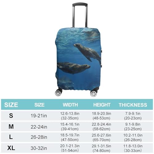 Sea Lion Swimming in Ocean Luggage Covers Washable Travel Suitcase Cover Elastic Baggage Protector2