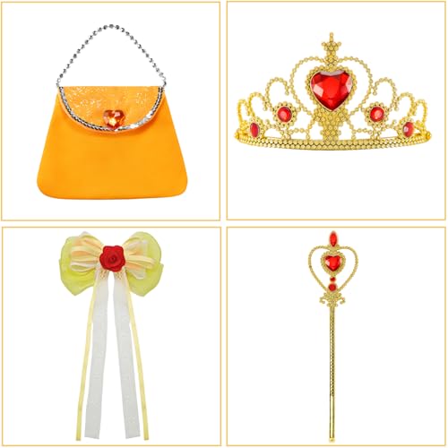 Disfraz princesa niña vestido amarillo con accesorios miniatura 7