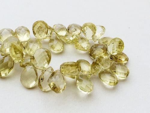 Quartz citron perles briolettes poire de 8x12mm pour sublimer vos ateliers créatifs à la maison