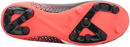 PUMA PUMA Unisex-Child Evoknit FTB Firm Ground Soccer Shoe, Black White Fiery Coral, 5.5 M US Big Kid