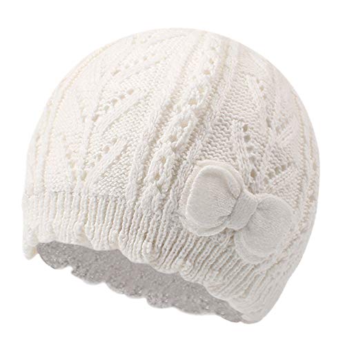 Bamery Winter Little Girls' Beanie Hat Cute Toddler Girl Knitted Hat Cotton Warm Hats For Under 6 Years (White Bow, L/2-5T) #TOP9