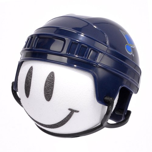 Quantity 3 Pack - Collectible - 2 Blues Team Fan Helmet Head Hockey Car Antenna Toppers/Auto Mirror Dangler/Desktop Spring Bobble Buddy Stand + 1 Happy Face Antenna Ball (Car Accessory)