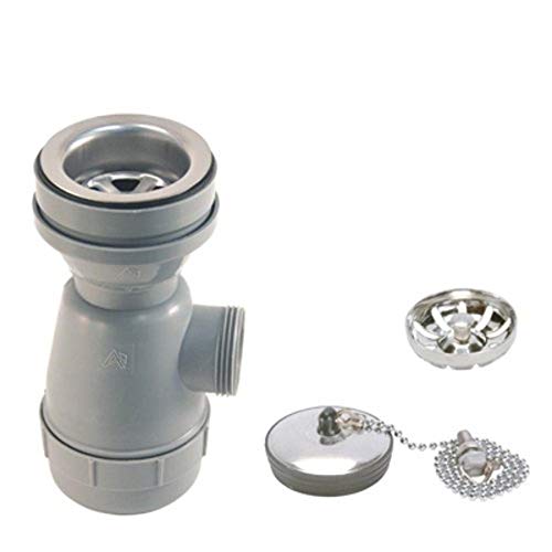 Ambassador Marine Trap Sink Drain with Ultra Mirror Finish, 1 1/4-Inch Thread and Strainer Basket