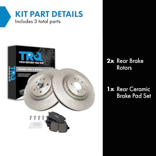 Image of TRQ Rear Ceramic Brake Pad and Rotor Set | For 2017-2020 Audi Q7 2019-2020 A8 Quattro 2019-2020 Q8 2019 e-tron Quattro