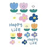 かわいい花のステッカー,かわいいユニバーサル小さな壁の車のステッカー | 楽しくてカラフルな壁の装飾、防水美的壁の花、バンパー、窓、電話、ノートパソコン、オートバイ用 Vodora