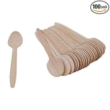 Shaktiman Yorgi India Disposable Wooden Spoon, Suitable for Lunch Dinner Snacks, 16 cms/6.4 Inch Length - Pack of 100