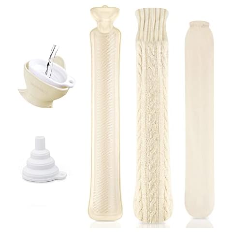 Homewit Schlauchwärmflasche, Lange Wärmflasche mit Super Weich Chenillegarn Bezug 2 Liter Cover