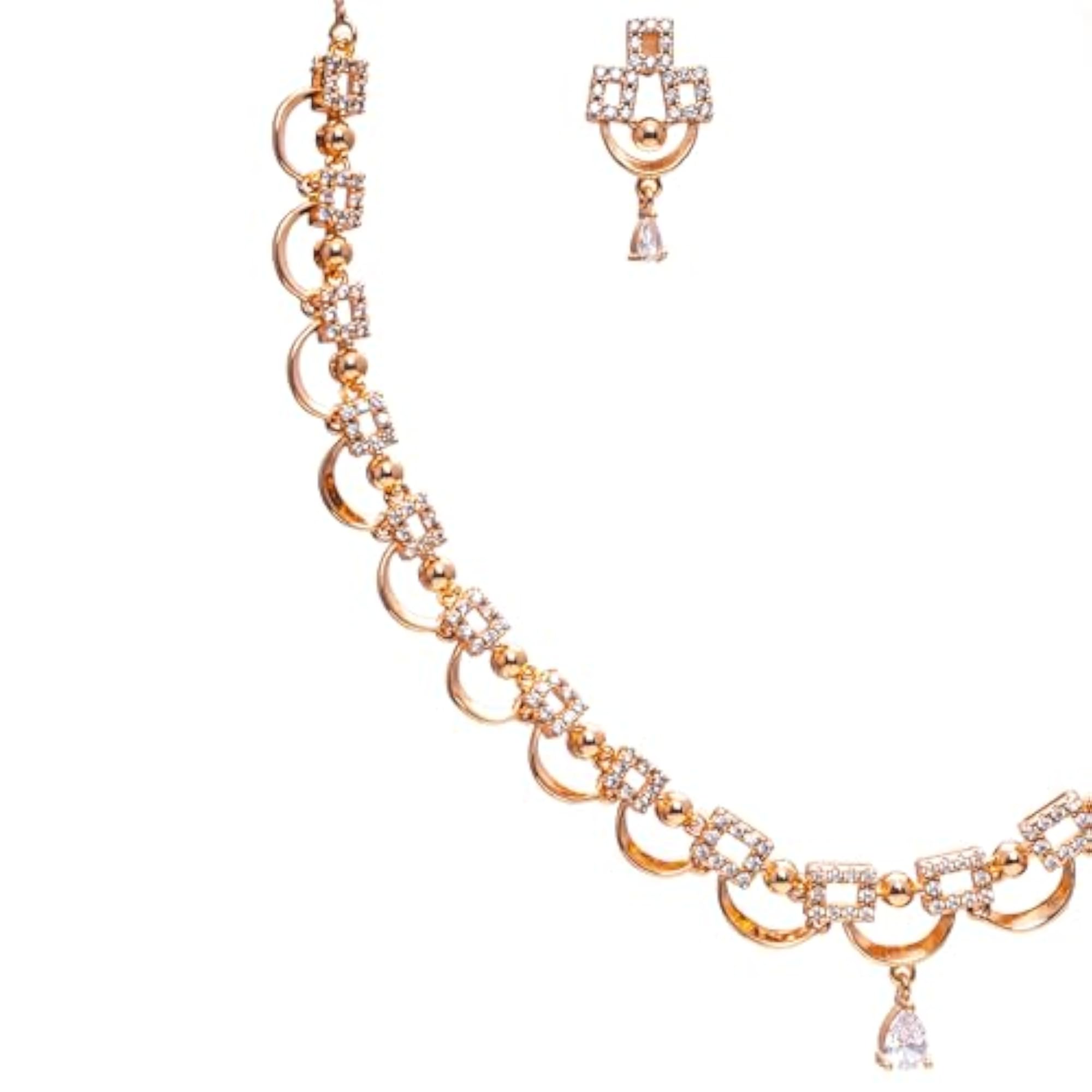 Gold Plated Necklace & Earrings Set, Traditional Design