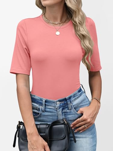 Image of ANRABESS Womens Half Sleeve Tops Crewneck Shirts Basic Fit Work Tee