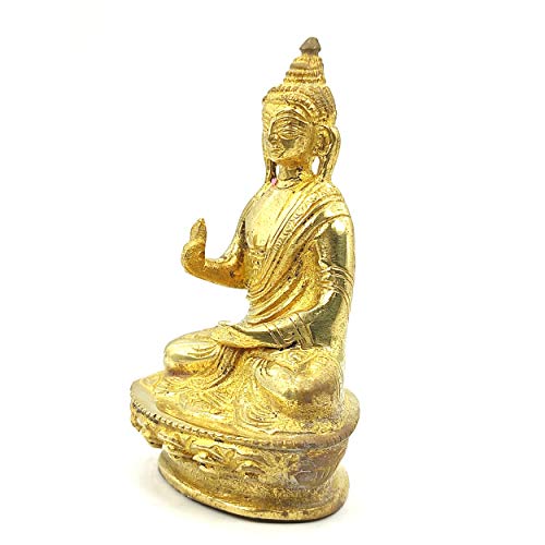 Image of Plus Value Brass Blessing Buddha Statue Idol Showpiece, Home Office Decor & Handicraft Products (Size 5.5 inches)