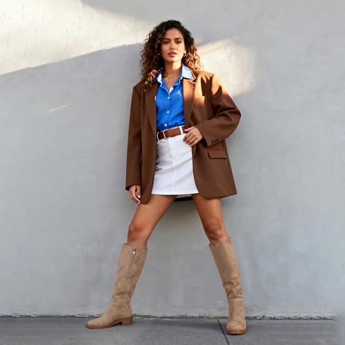 Image of Modatope Knee High Boots Women Round Toe Chunky Heel Fall Boots