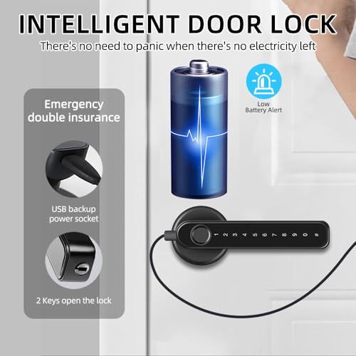 Fingerprint Smart Door Lock with Keypad Handle for Home, Apartment, Office, Front Door, Bedroom, Keyless Entry Door Lock - Image 3