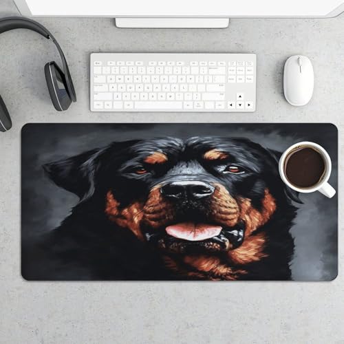 Tapete para mouse de escritorio grande con arte Rottweiler miniatura 5