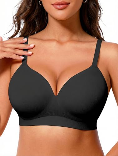 PoseFree Plus Size Wireless Bra for 36H,38DDD，40C - Real Shape Comfort Bralette for Full Figure,...