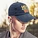 Let Me Ask My Wife Funny Husband Saying Hat for Mens Fashion Washed Distressed Navy Blue