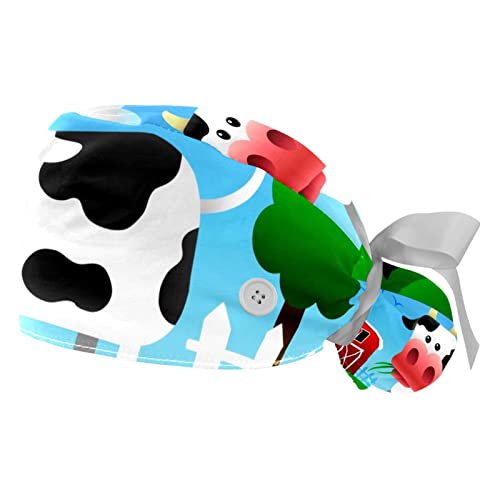 Chapeau de travail vache de ferme JDEZ respirant et bouffant pour homme et femme en lot de 2