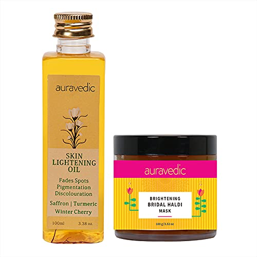 AURAVEDIC Herbal Skin Lightening Oil 100 Ml Saffron Oil/Turmeric Face oil for Glowing Skin